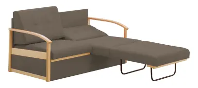 RO - R pohovka rozkládací, dřevěná, látka BORA 26 - látka tm. šedý melír